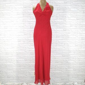 LEGENDS Dress Homecoming Halter Gown Formal Elegant Red Sexy Chiffon Prom  1/2